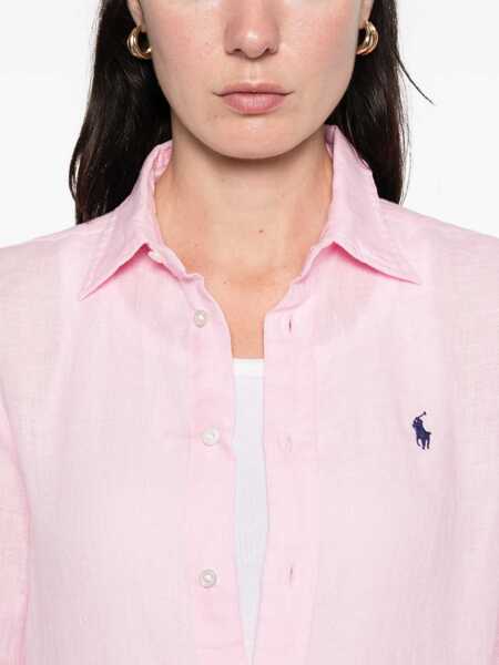 Camasi office Ralph Lauren Classic-fit linen shirt Pink Femei (BM 19538451) 5