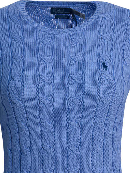 Pulovere Ralph Lauren Crew-neck cable-knit sweater with logo Light blue Femei (BM 19538454) 3