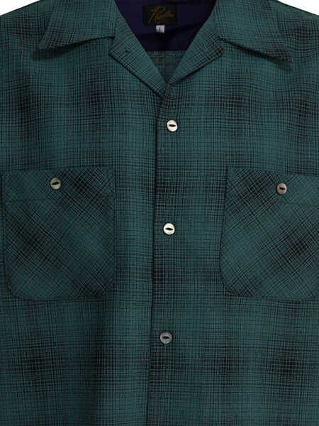 Camasi casual NEEDLES Checked wool One-Up shirt Green Barbati (BM 19538472) 3