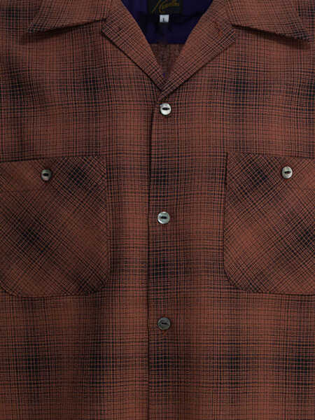 Camasi casual NEEDLES Checked wool One-Up shirt Bordeaux Barbati (BM 19538484) 3