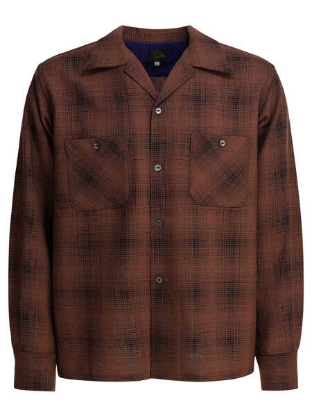 Camasi casual NEEDLES Checked wool One-Up shirt Bordeaux Barbati (BM 19538484) 1