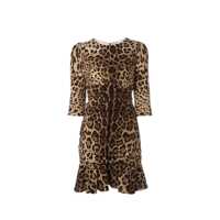 Rochii Dolce & Gabbana Silk Leopard Ruched Dress Femei