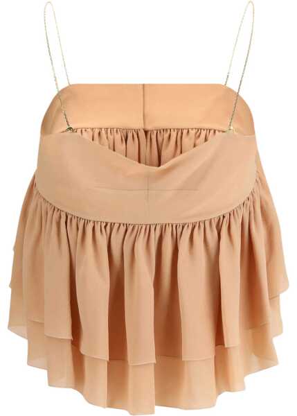 Topuri Chloe Sleeveless ruffled Top in silk georgette BISCUIT PINK Femei (BM 19542098) 2
