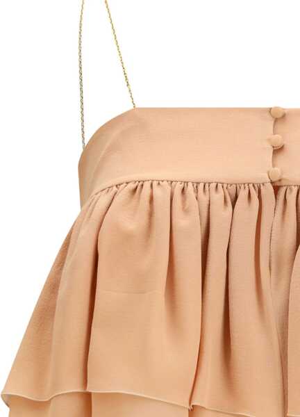 Topuri Chloe Sleeveless ruffled Top in silk georgette BISCUIT PINK Femei (BM 19542098) 3