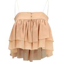 Topuri Sleeveless ruffled Top in silk georgette Femei