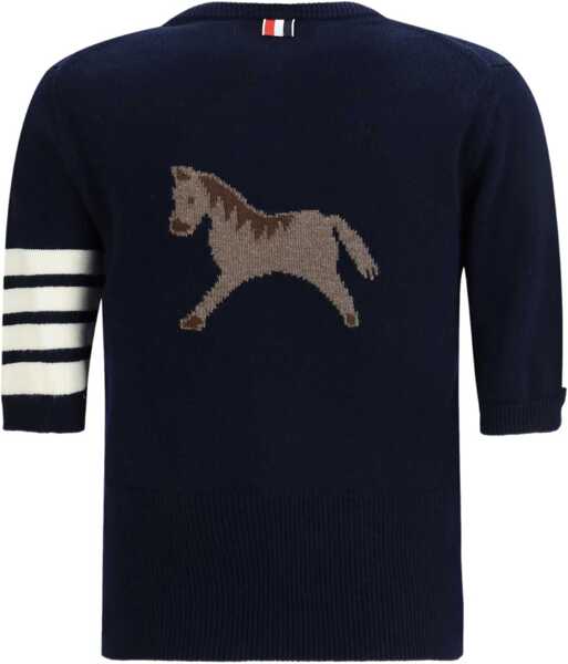 Pulovere Thom Browne Short sleeve Sweater NAVY Femei (BM 19542104) 2