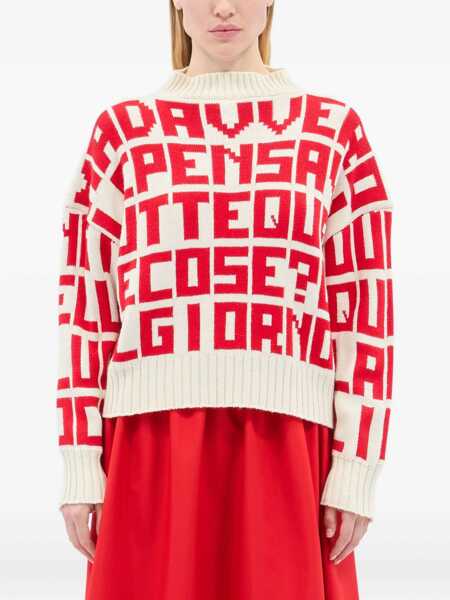 Pulovere MSGM Msgm X Caterina Frongia Lettered Sweater RED Femei (BM 19542611) 3