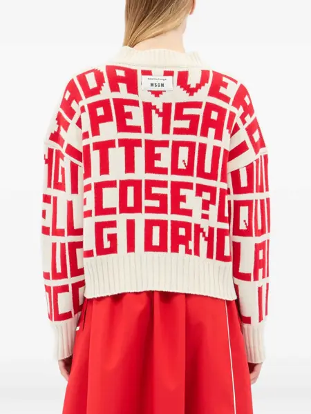 Pulovere MSGM Msgm X Caterina Frongia Lettered Sweater RED Femei (BM 19542611) 4