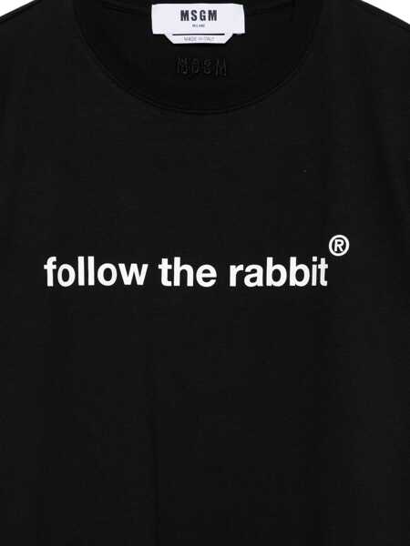 Tricouri MSGM Follow The Rabbit T-Shirt BLACK Femei (BM 19542623) 3
