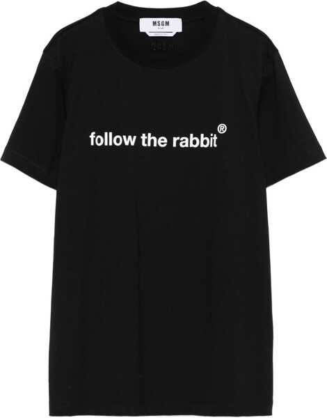 Tricouri MSGM Follow The Rabbit T-Shirt BLACK Femei (BM 19542623) 1