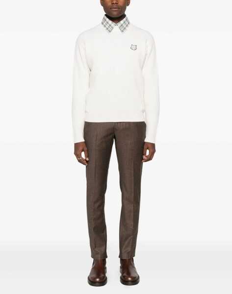 Pulovere casual MAISON KITSUN Ribbed Knit With Fox Patch POWDER Barbati (BM 19542680) 2