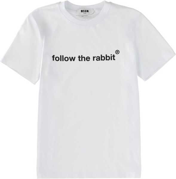 Tricouri MSGM Follow The Rabbit T-Shirt WHITE Femei (BM 19542698) 1