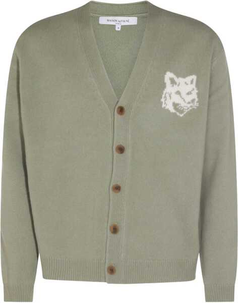 Cardigane MAISON KITSUN Fox Head Cardigan GREEN Barbati (BM 19542740) 2