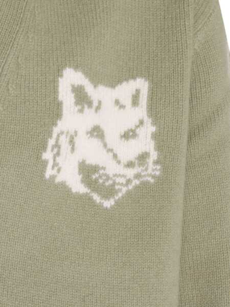 Cardigane MAISON KITSUN Fox Head Cardigan GREEN Barbati (BM 19542740) 3