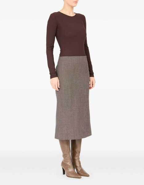 Fuste casual MM6 Maison Margiela Wool Midi Skirt BROWN Femei (BM 19542752) 2