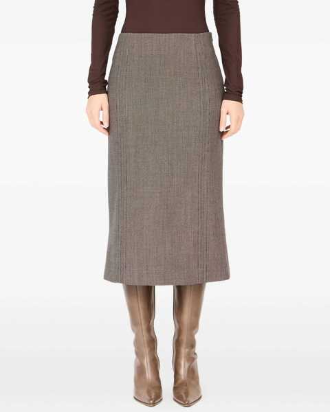 Fuste casual MM6 Maison Margiela Wool Midi Skirt BROWN Femei (BM 19542752) 4