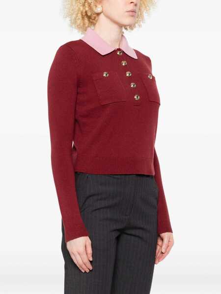 Cardigane Self-Portrait Polo Cardigan BORDEAUX Femei (BM 19546139) 3