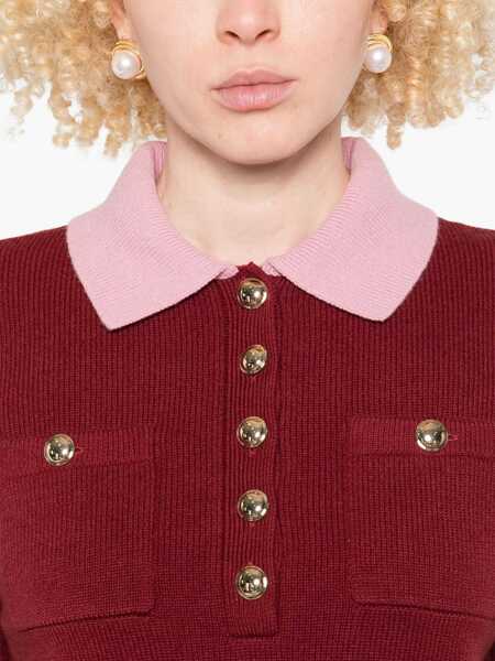 Cardigane Self-Portrait Polo Cardigan BORDEAUX Femei (BM 19546139) 5