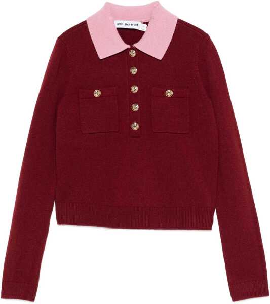 Cardigane Self-Portrait Polo Cardigan BORDEAUX Femei (BM 19546139) 1
