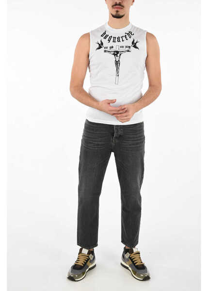 Tricouri DSQUARED2 Top With Embroidery Black & White Barbati (BM 19546772) 4