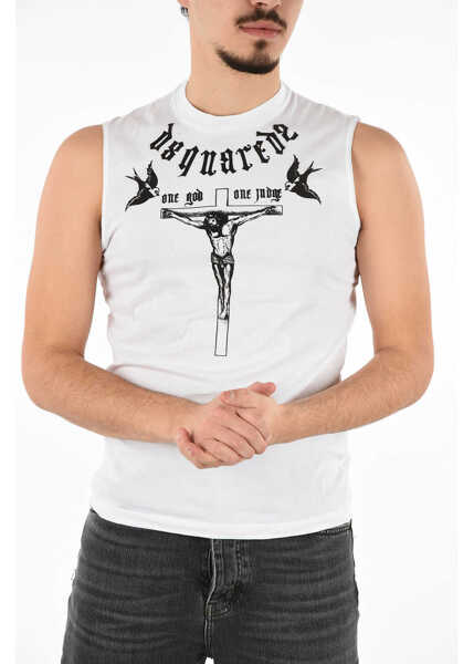 Tricouri DSQUARED2 Top With Embroidery Black & White Barbati (BM 19546772) 1