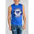 DSQUARED2 Cotton Tank Top With Frontal Print Blue