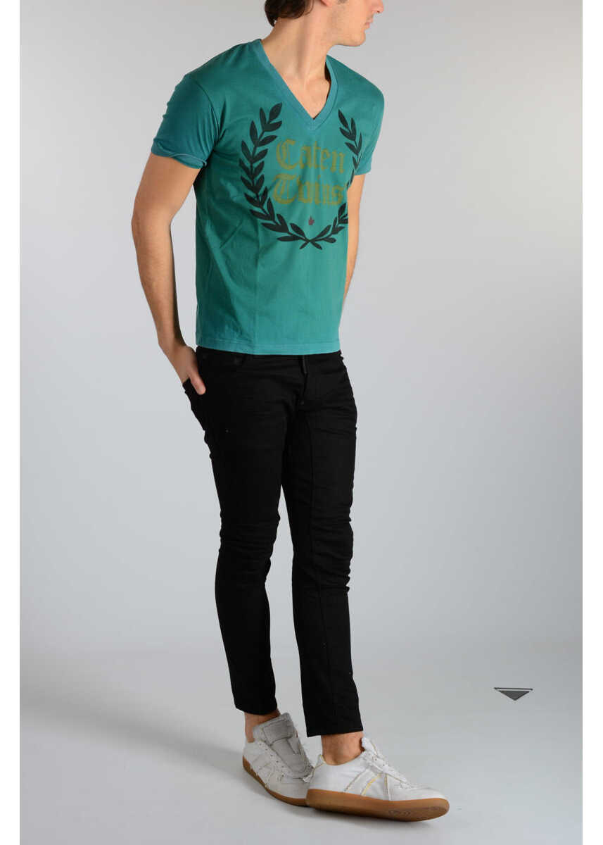 Tricouri DSQUARED2 Printed V Neck T-Shirt Green Barbati (BM 19546901) 4