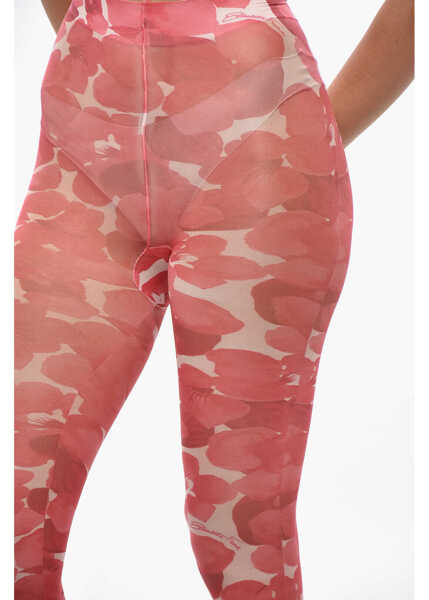 Sosete Elisabetta Franchi Logoed Floral Tights Pink Femei (BM 19546904) 3