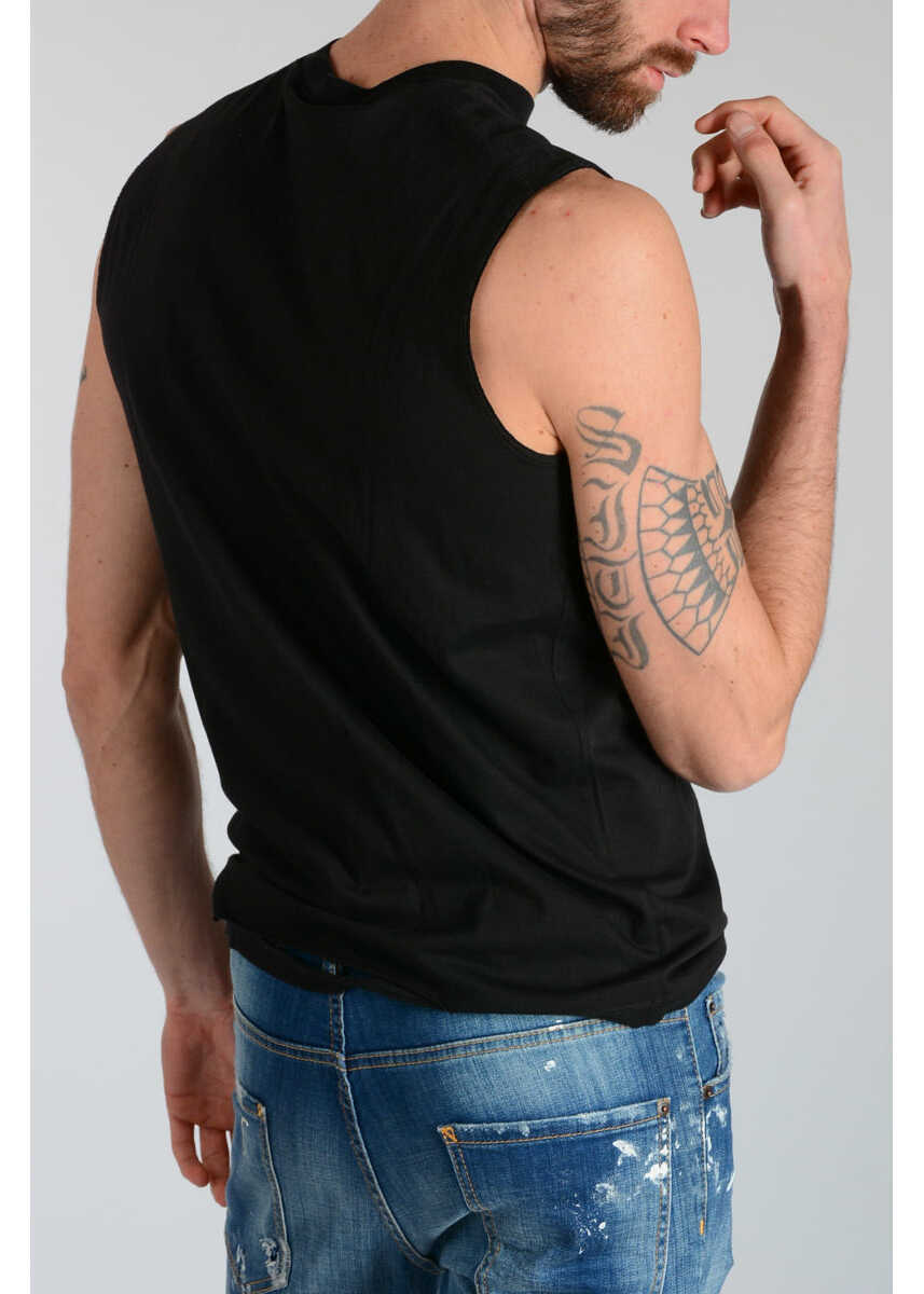 Tricouri DSQUARED2 Gothic Printed Cotton Tank Top Black Barbati (BM 19546910) 2