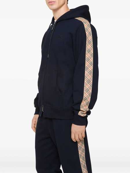 Bluze de trening Burberry Check Trim Cotton Zip Hoodie NAVY Barbati (BM 19547426) 2