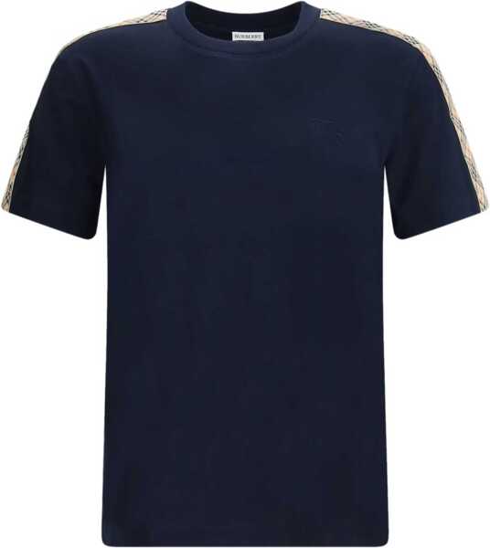 Tricouri Burberry Short-sleeved T-shirt with a single Burberry Check stripe on both shoulders NAVY Barbati (BM 19547444) 1