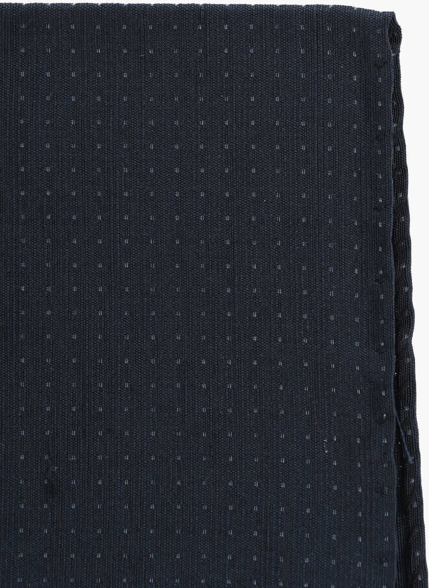 Esarfe CORNELIANI Silk And Linen Pocket Square With Lurex Micro Polka Dots Blue Barbati (BM 19549955) 2