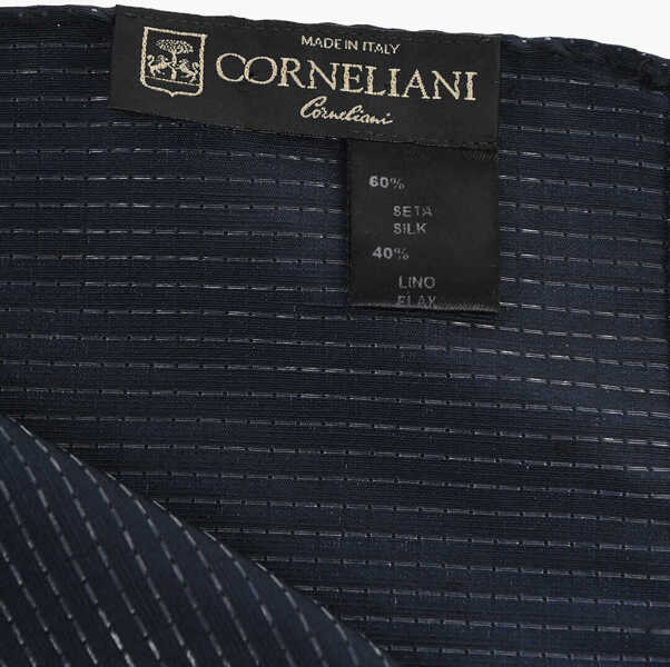 Esarfe CORNELIANI Silk And Linen Pocket Square With Lurex Micro Polka Dots Blue Barbati (BM 19549955) 3