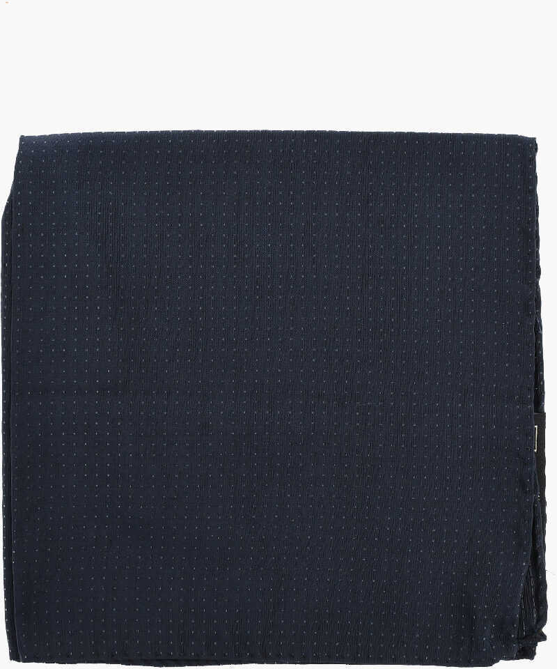 Esarfe CORNELIANI Silk And Linen Pocket Square With Lurex Micro Polka Dots Blue Barbati (BM 19549955) 1