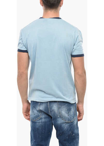 Tricouri DSQUARED2 Crew Neck Getting Hot T-Shirt With Constrasting Edges Light Blue Barbati (BM 19549961) 2