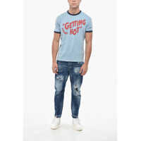 Tricouri DSQUARED2 pentru Barbati - Tricouri DSQUARED2 Crew Neck Getting Hot T-Shirt With Constrasting Edges Light Blue Barbati (BM 19549961) - B-mall.ro
