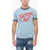 DSQUARED2 Crew Neck Getting Hot T-Shirt With Constrasting Edges Light Blue