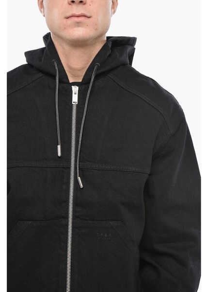 Geci de blugi 1989 STUDIO Front Zipped Denim Jacket With Hood Black Barbati (BM 19549964) 3