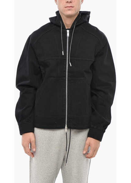 Geci de blugi 1989 STUDIO Front Zipped Denim Jacket With Hood Black Barbati (BM 19549964) 1