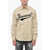 DSQUARED2 Dropped Shoulder College Shirt With Flocked Logo Beige