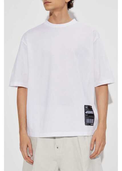 Tricouri DSQUARED2 Cotton Loose Fit T-Shirt With Logoed Patch White Barbati (BM 19549970) 3
