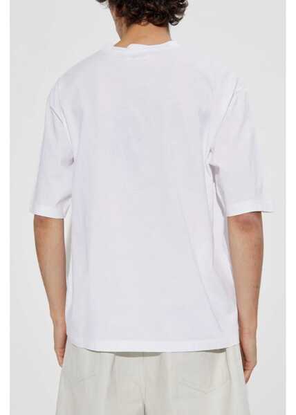 Tricouri DSQUARED2 Cotton Loose Fit T-Shirt With Logoed Patch White Barbati (BM 19549970) 4