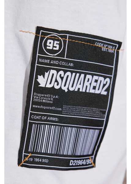 Tricouri DSQUARED2 Cotton Loose Fit T-Shirt With Logoed Patch White Barbati (BM 19549970) 5