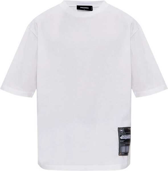 Tricouri DSQUARED2 Cotton Loose Fit T-Shirt With Logoed Patch White Barbati (BM 19549970) 1