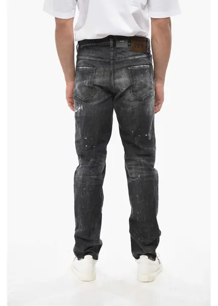 Blugi slim fit DSQUARED2 Delav Cotton 642 Fit Denims 19Cm Black Barbati (BM 19549976) 2