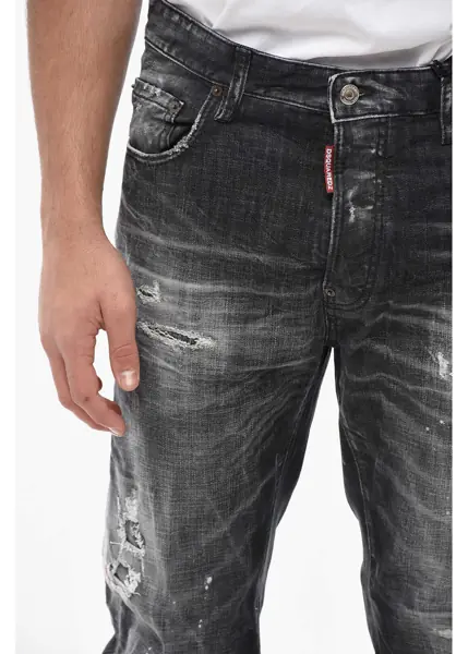 Blugi slim fit DSQUARED2 Delav Cotton 642 Fit Denims 19Cm Black Barbati (BM 19549976) 3