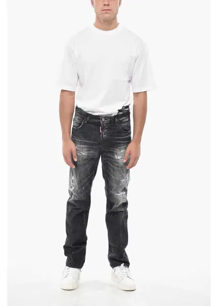 Blugi slim fit DSQUARED2 Delav Cotton 642 Fit Denims 19Cm Black Barbati (BM 19549976) 4