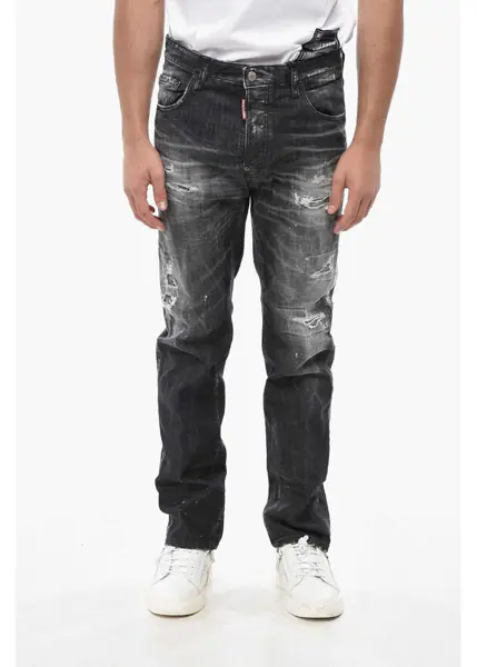 Blugi slim fit DSQUARED2 Delav Cotton 642 Fit Denims 19Cm Black Barbati (BM 19549976) 1