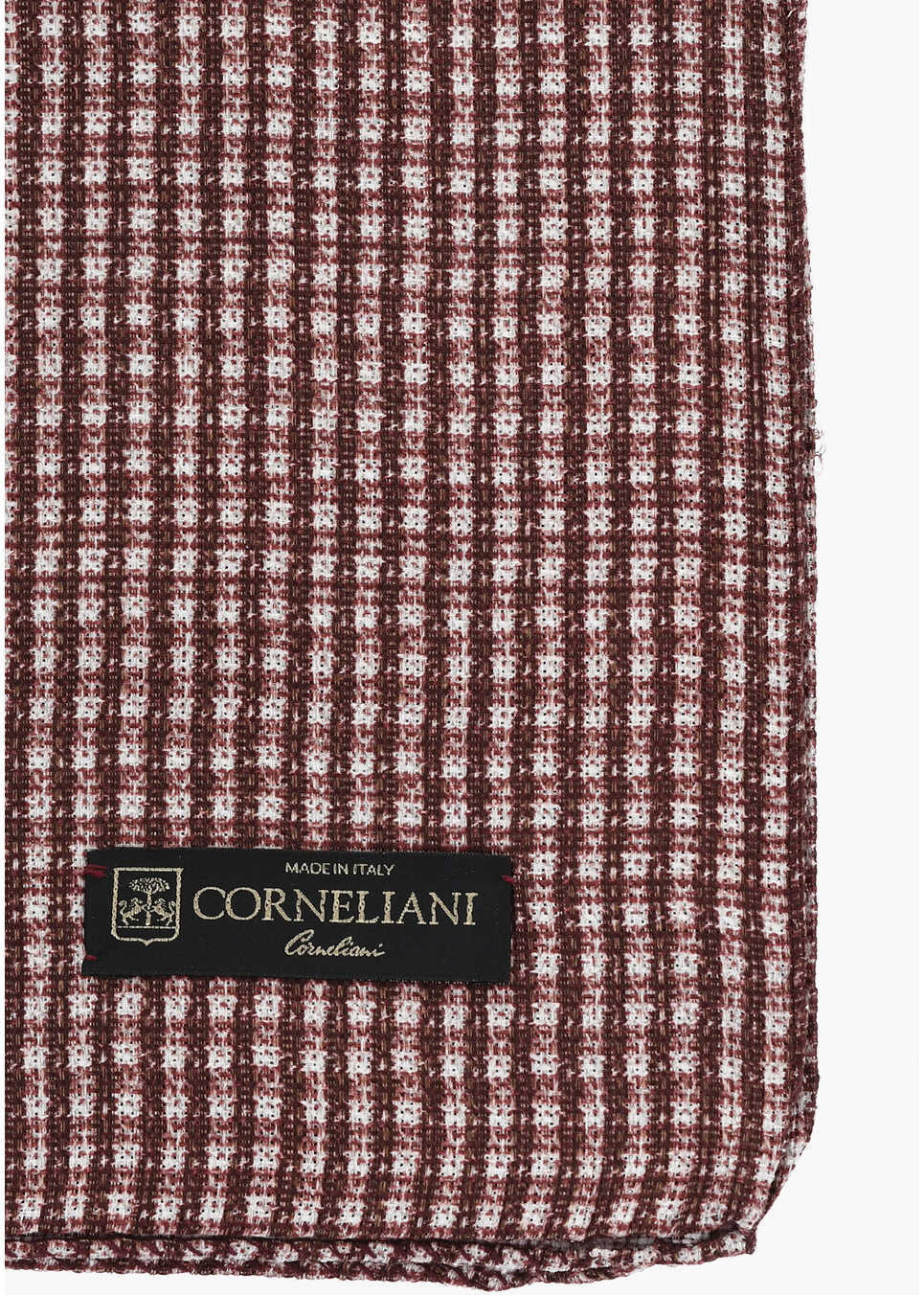 Esarfe CORNELIANI Micro Checked Silk And Linen Pocket Square Brown Barbati (BM 19549982) 2
