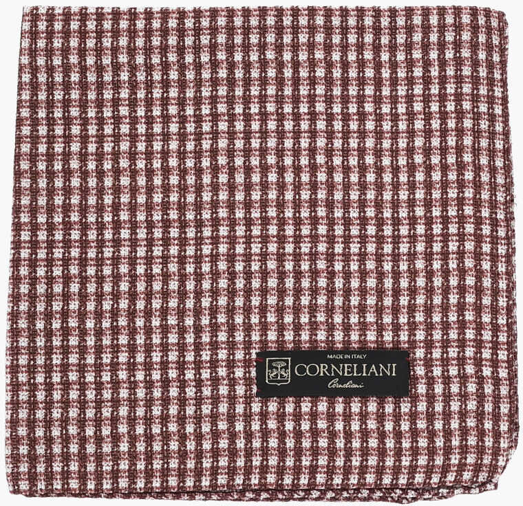 Esarfe CORNELIANI Micro Checked Silk And Linen Pocket Square Brown Barbati (BM 19549982) 1